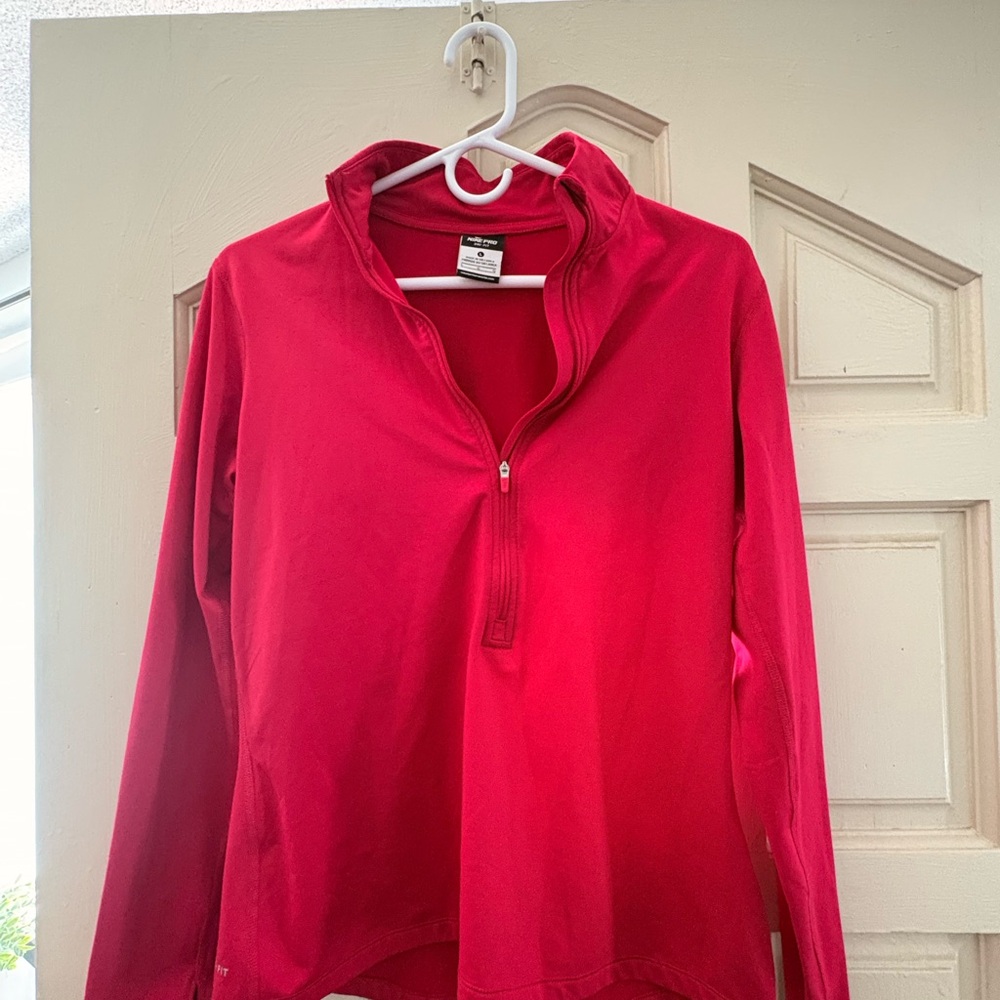 Nike Red Quarter-Zip Long Sleeve Top